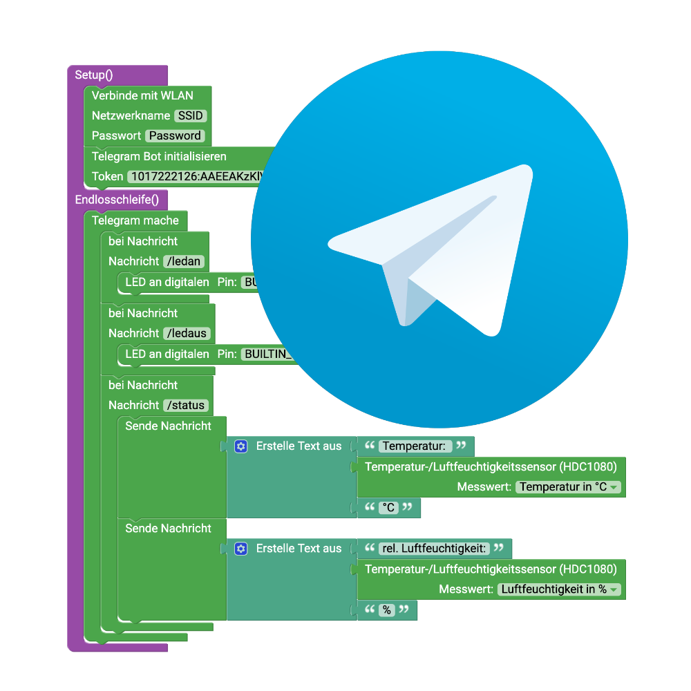 Telegram Chatbot für die senseBox mit Blockly - Logo